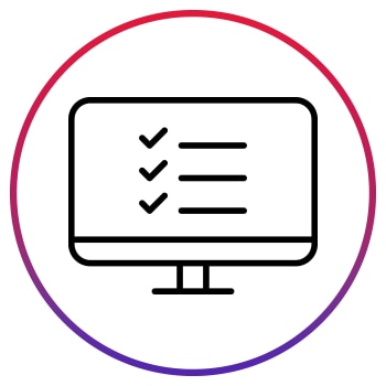 Monitor with check marks and text