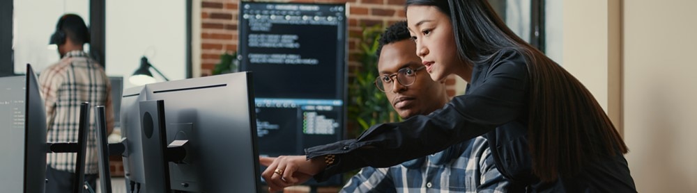 Consultants working on a laptop