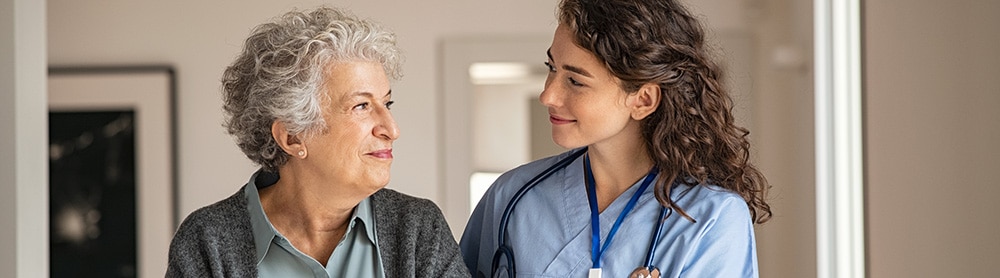 Health professional with patient