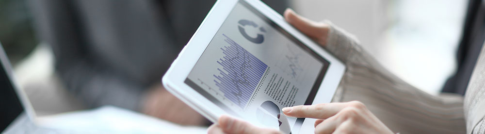 consultant on a tablet going over financial documents