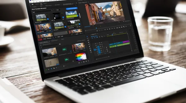 Laptop showing dira integration with Adobe