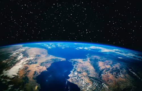 View of Earth and stars from space