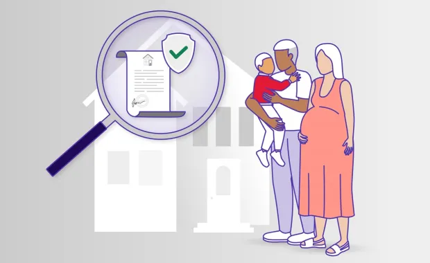 Family and home insurance protection illustration