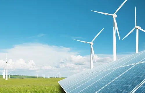 solar panels and wind turbines