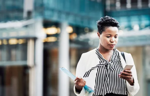 government worker tablet building