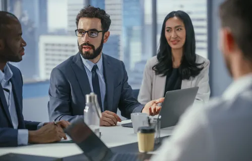 Consultants discussing digital transformation