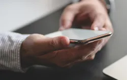Person interacting with government with digital device