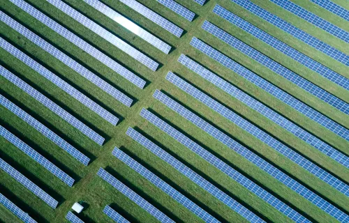 Solar farm viewed from above
